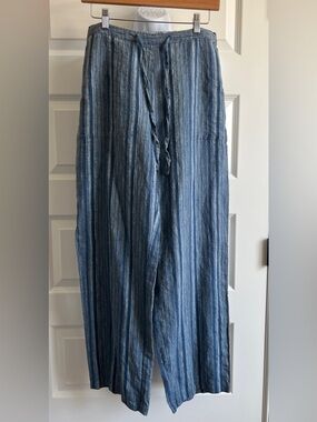 UNITS Linen Beach Pant Wide Leg Size Large Elastic Waist Free People Anthro